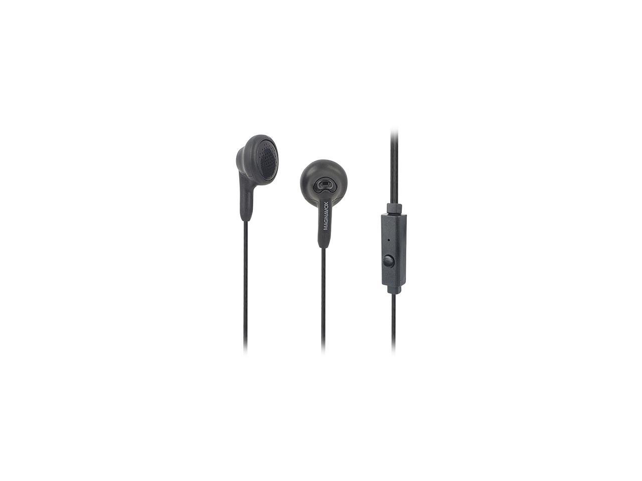 MAGNAVOX Black MHP4820M-BK 3.5mm Connector Silicone Stereo Earbuds with Microphone