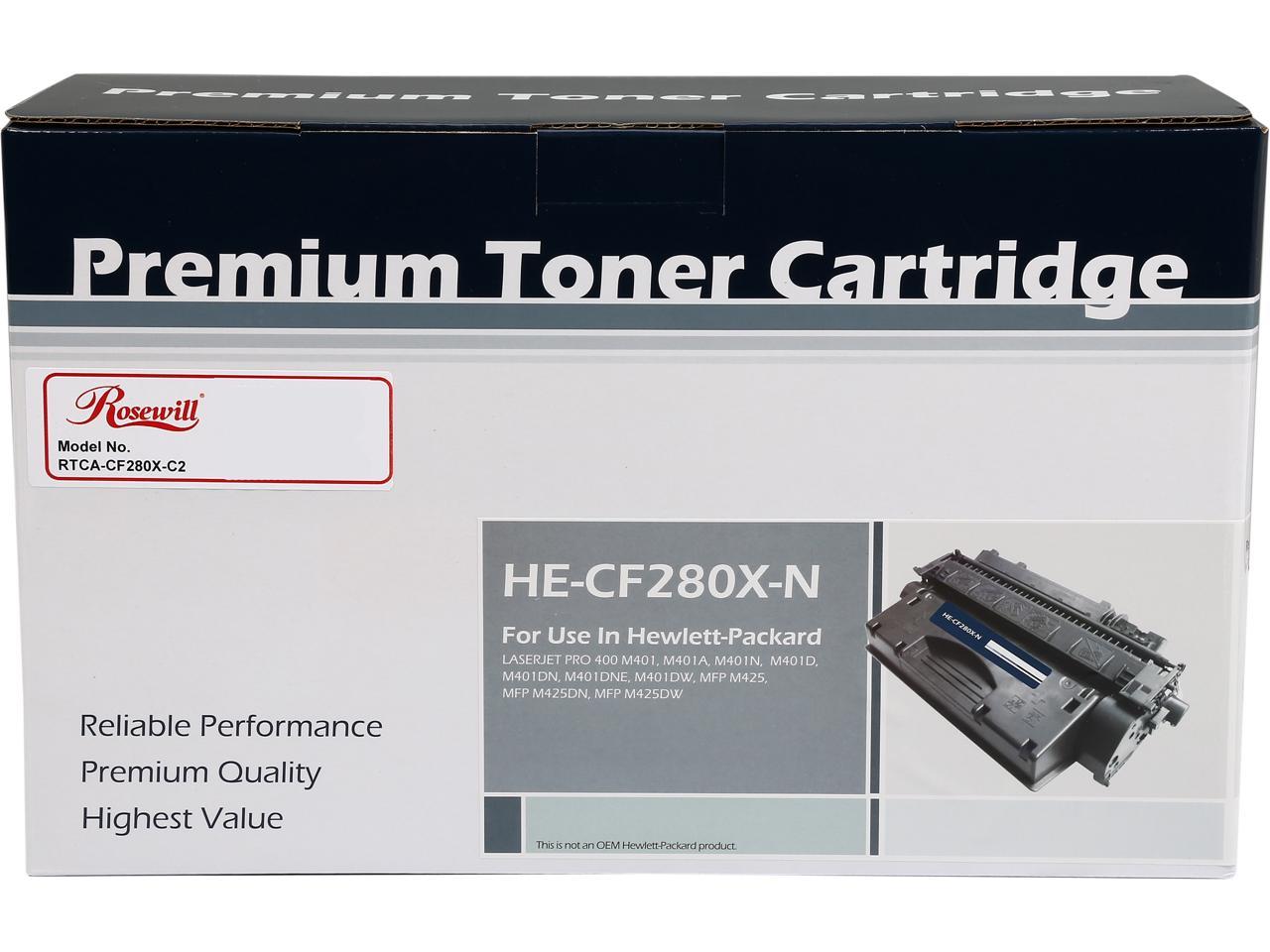 Rosewill RTCA-CF280X-C2 Compatible Toner Cartridge (Replaces HP CF280X, 80X) 6,900 Pages Yield; Black
