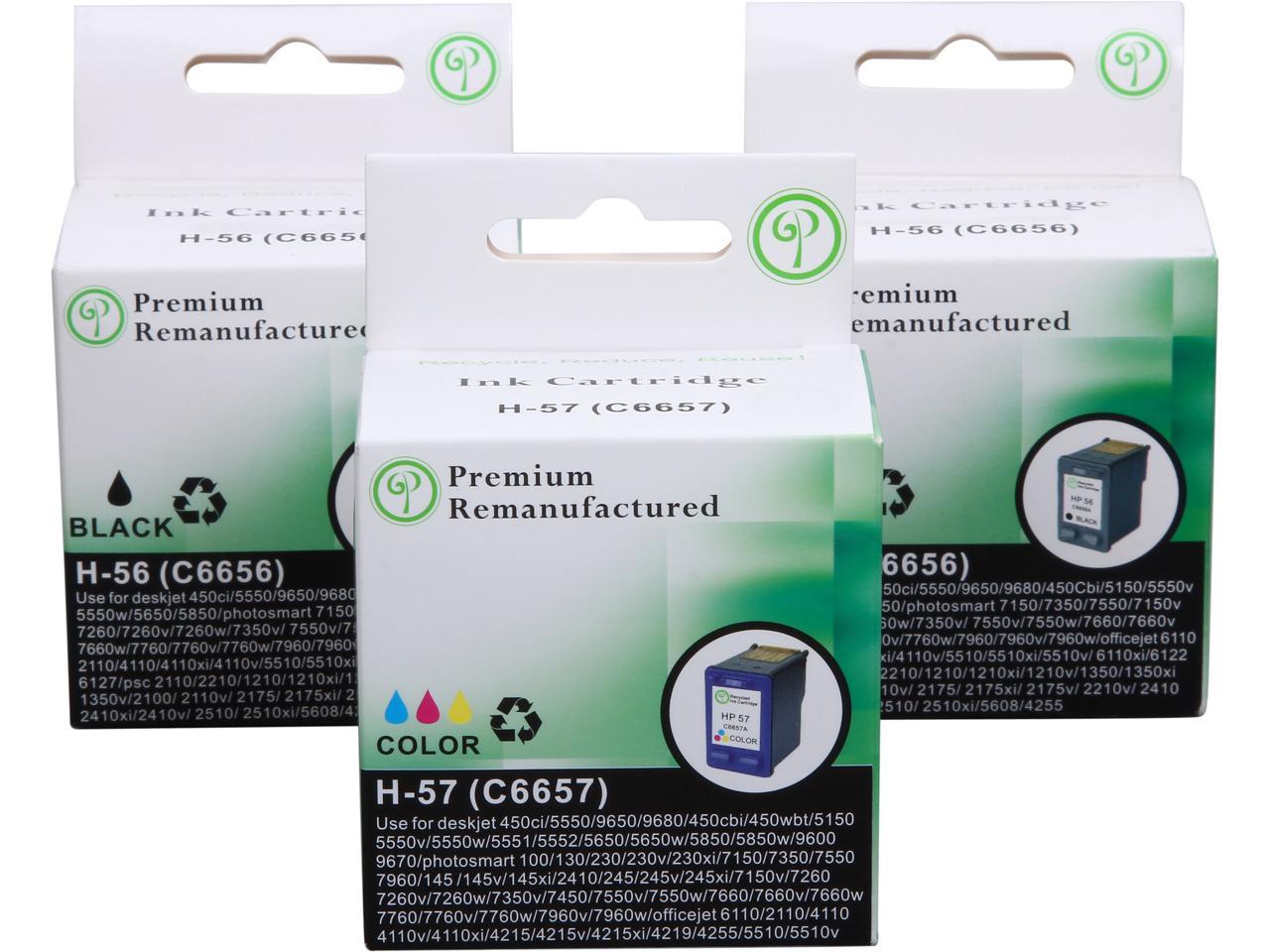 Green Project Compatible Ink Cartridge Replacement for HP- 2pc. HP 56 HP 57 - 3 Pack