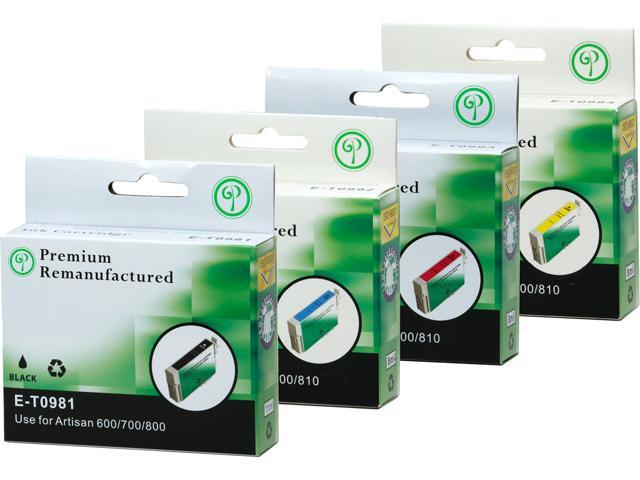 Green Project E-T0981(4)PK Black and Colors Compatible Epson E-T0981 Ink Cartridge 4 Pack