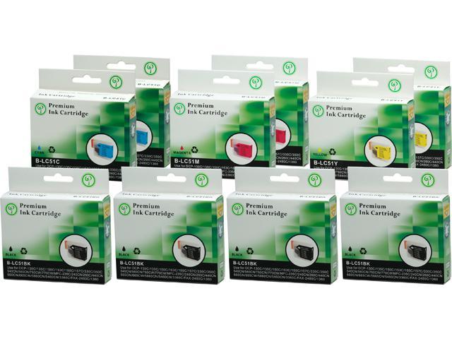 Green Project B-LC51(10)PK Black and Colors Compatible Brother LC51 Ink Cartridge 10 Pack