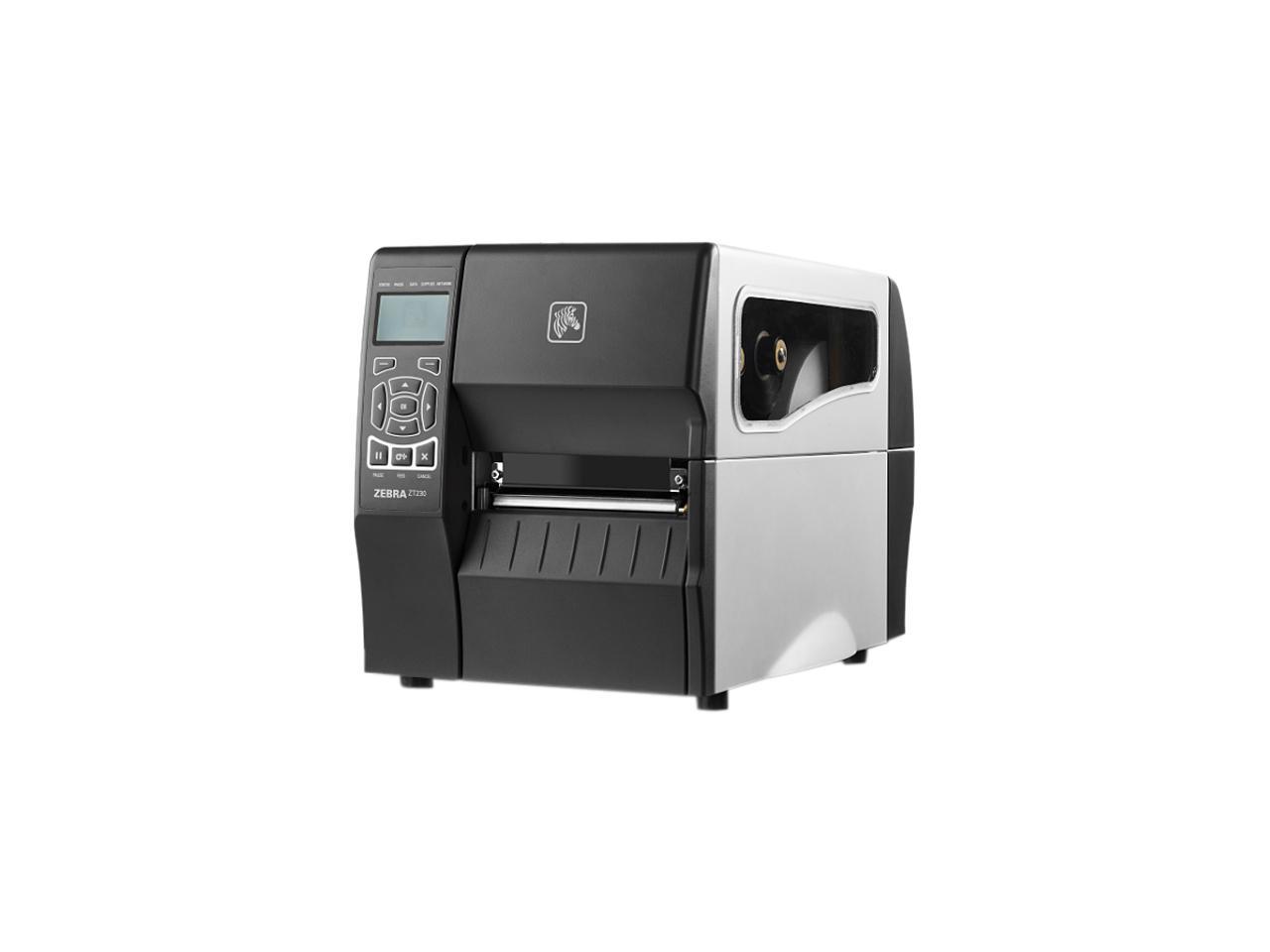 Zebra ZT230 4” Industrial Thermal Transfer Label Printer, LCD, 300 dpi, Serial, USB, Int 10/100, ZPL, XML Support, US Cord - ZT23043-T01200FZ