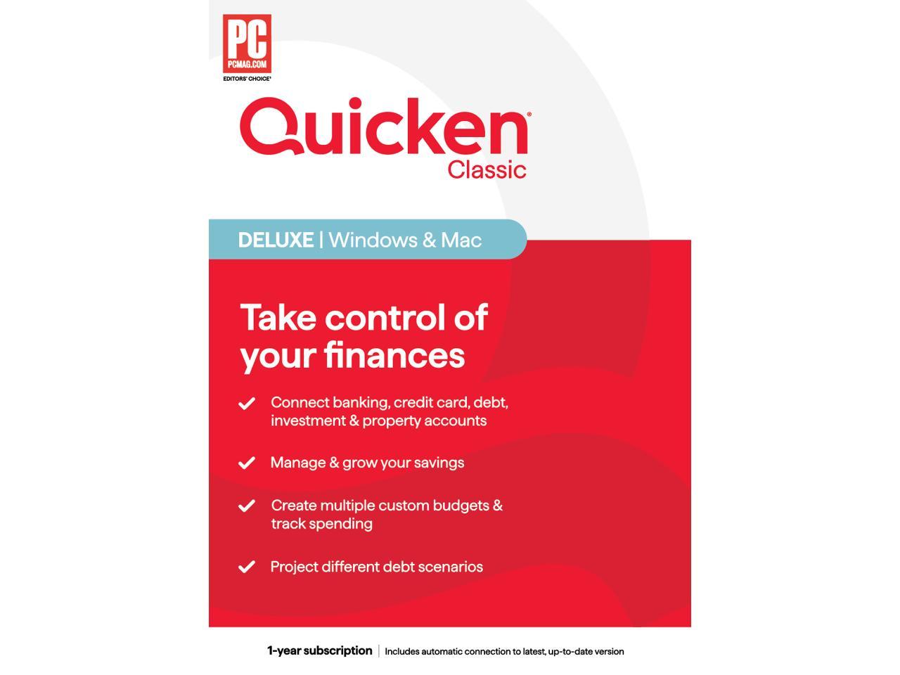 Quicken Classic Deluxe - 1 Year Subscription (Windows/Mac) [Key Card]