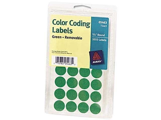 Avery 05463 Print or Write Removable Color-Coding Labels, 3/4in dia, Green, 1008/Pack