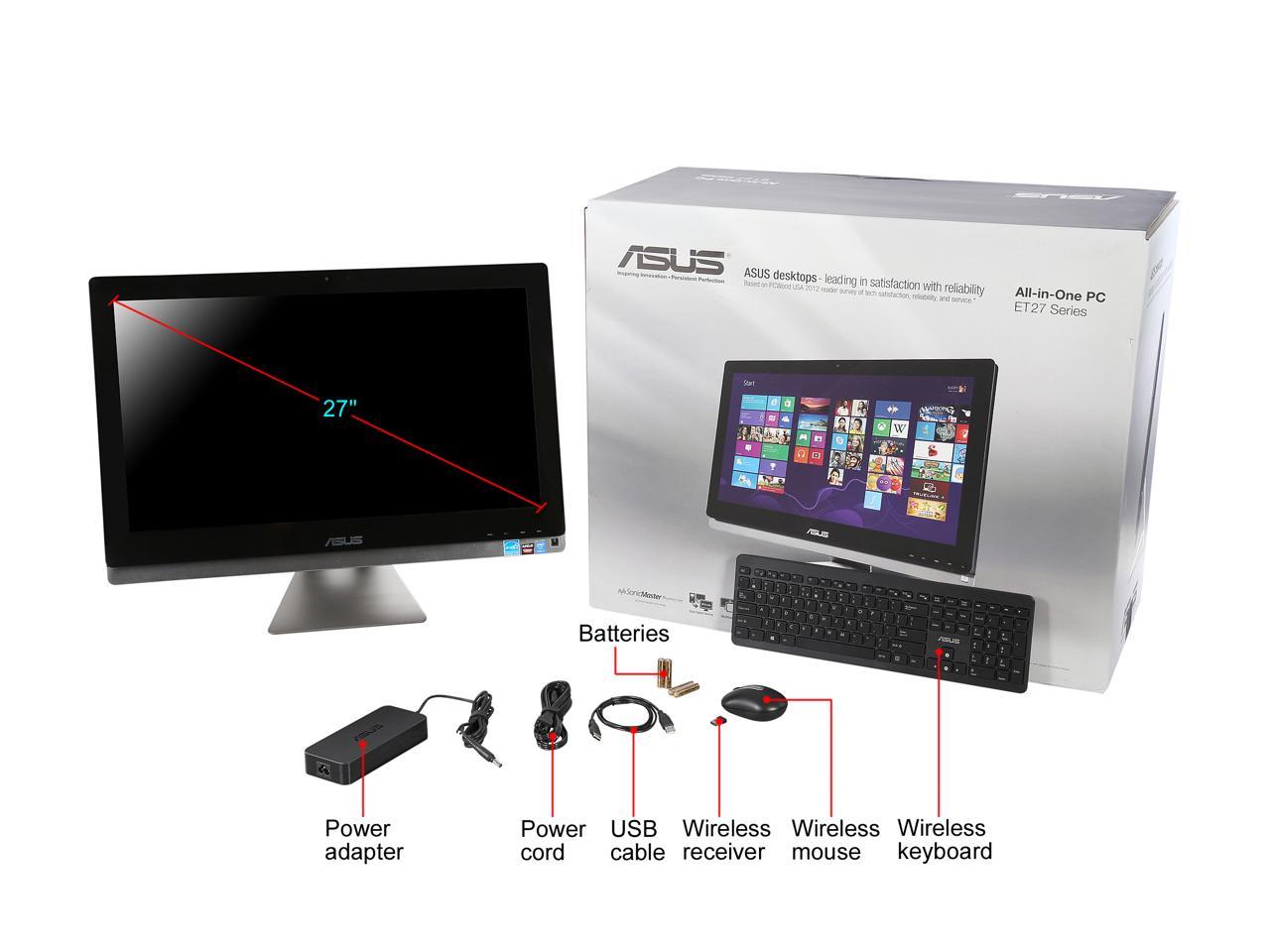 ASUS All-in-One Computer ET2702IGTH-C4 Intel Core i7 4th Gen 4770S (3.10 GHz) 8 GB DDR3 2 TB HDD AMD Radeon HD 8890A Windows 10 Home