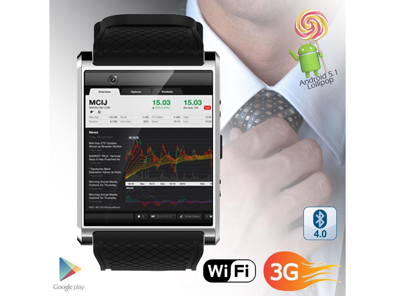 GSM Unlocked Android SmartWatch by Indigi® (1.54-inch AMOLED Display + QuadCore CPU + WiFi + GPS + Bluetooth 4.2 Sync)