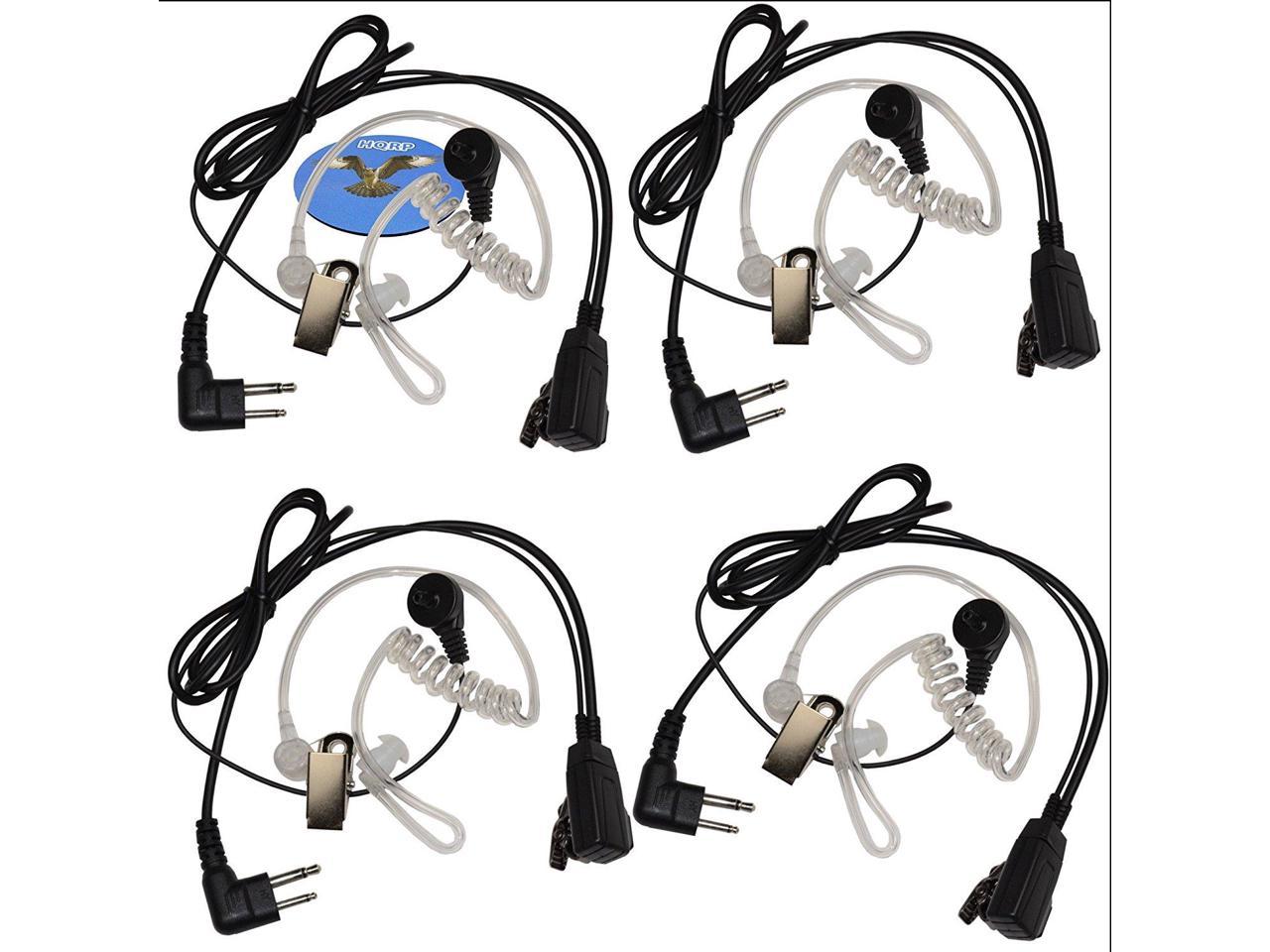 HQRP 4-Pack Hands Free 2-Pin HeadSet with Earpiece and Microphone for Motorola Radio Devices DEP450 / DTR610 / DTR620 / EP450S / GP68 / GP88 / GP88S / GP300 / GP308 / GP350 / GP2000 + HQRP Coaster
