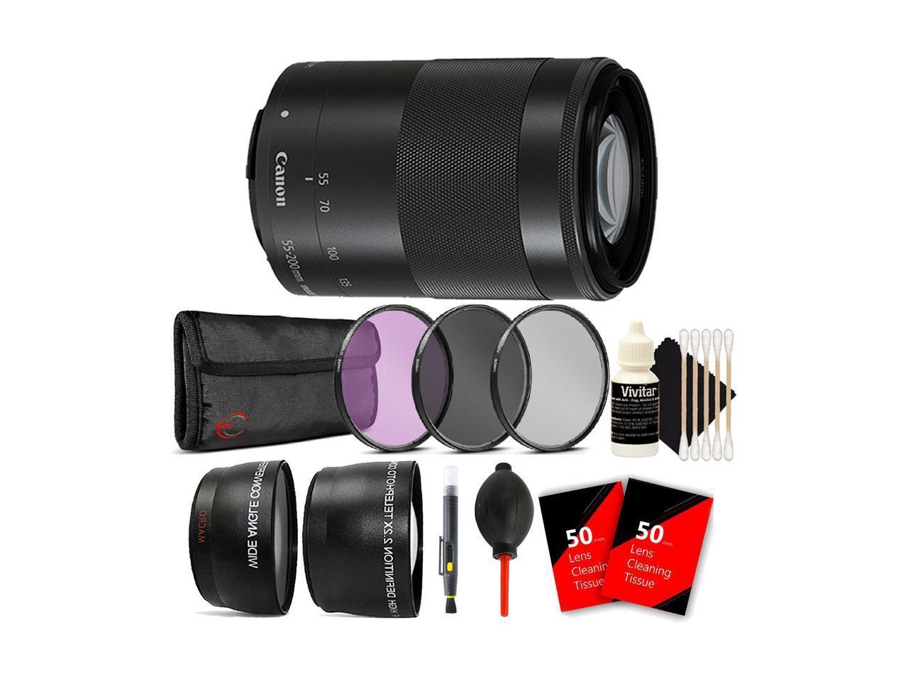 Canon Lens EF-M 55-200mm f4.5-6.3 IS STM Lens Deluxe Bundle Kit