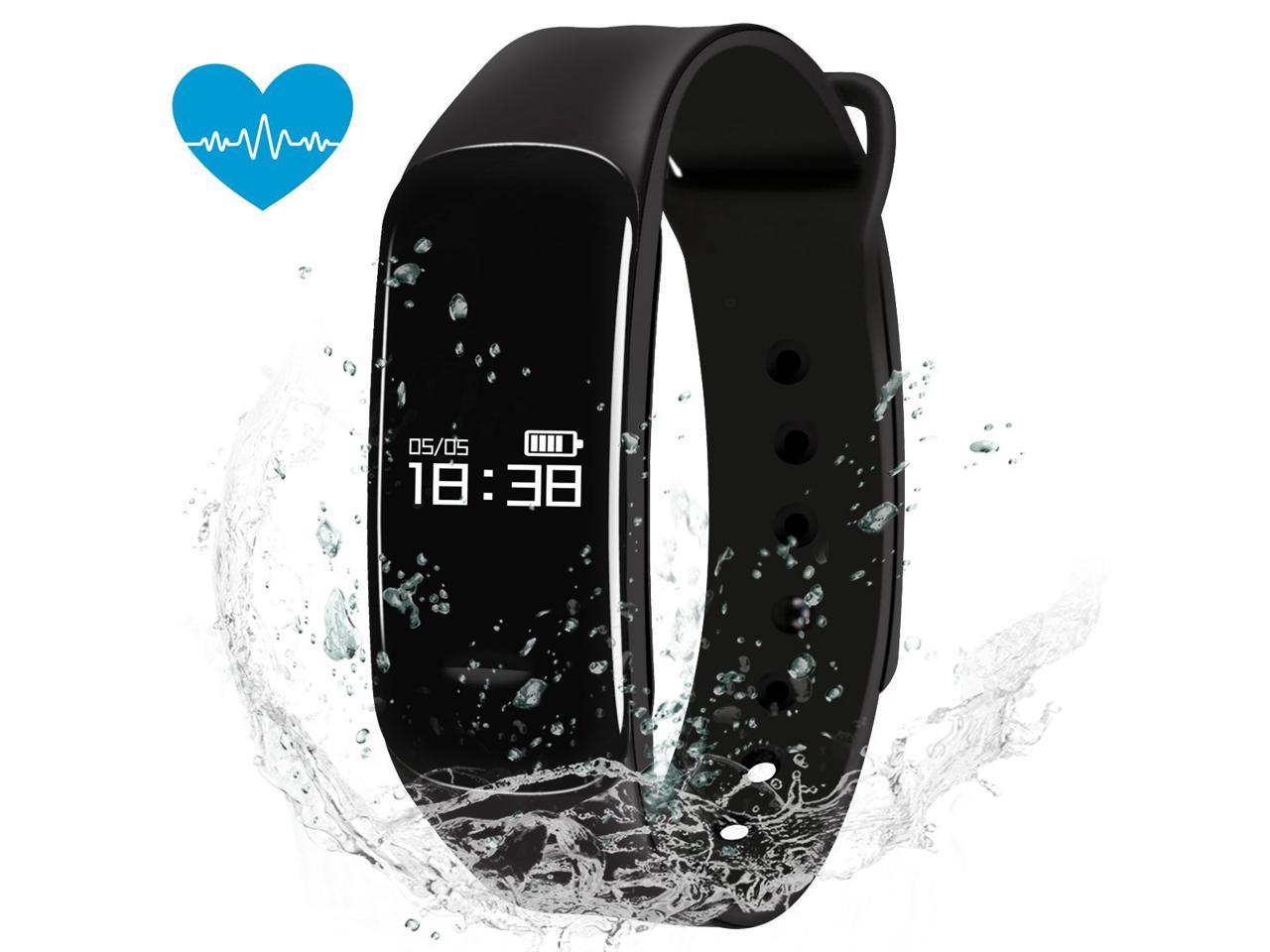 Corn Electronics C1 Smart Bracelet Fitness Tracker, Heart Rate Test, Blood Oxygen Detector, Pedometer, Sleep Quality Monitor, Sedentary Reminder, IP67 Water-resistant