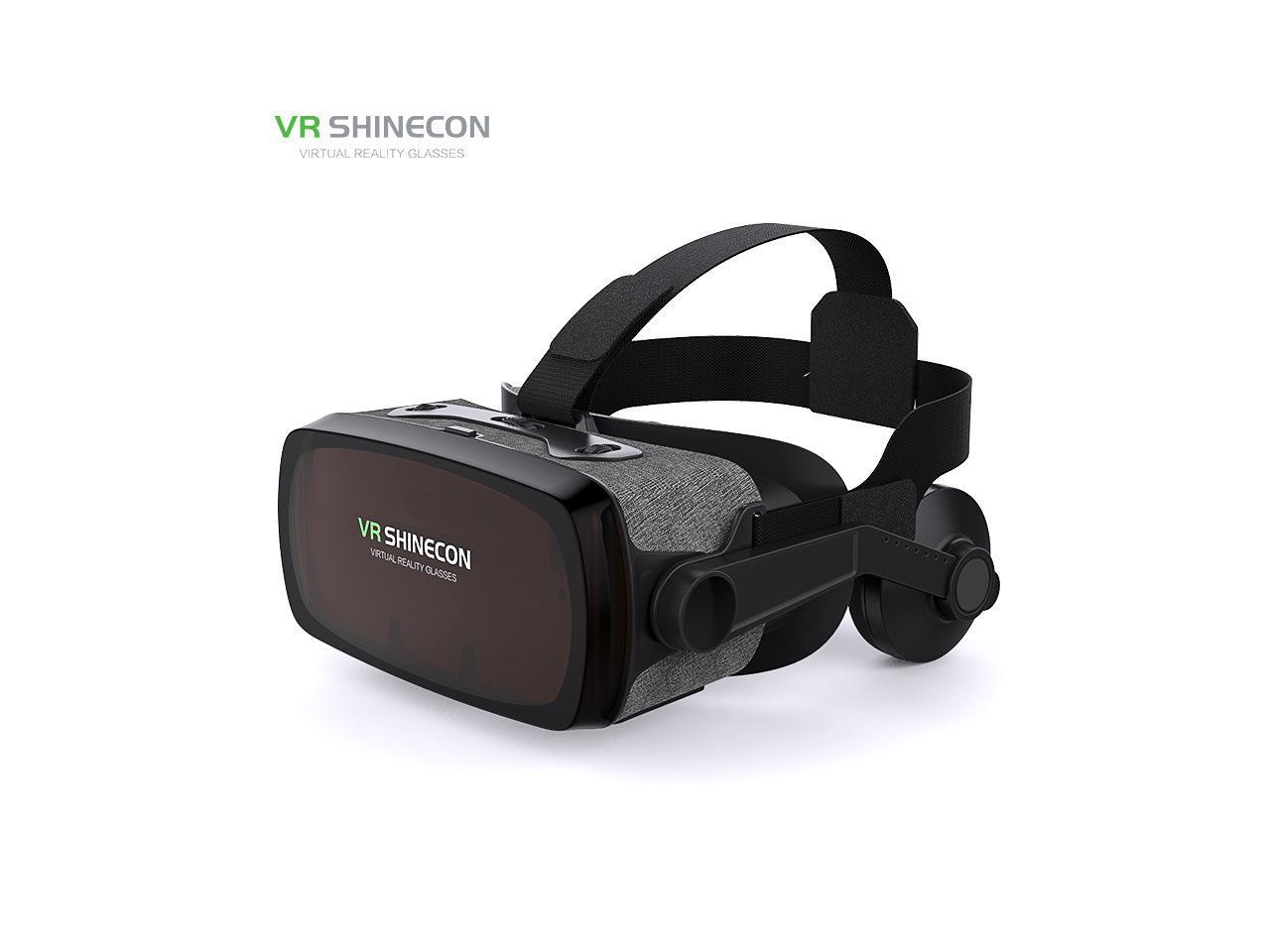 VRSHINECON-G07E 3D VR Headset Virtual Reality Glasses for 3D Movies & VR Games with Stereo Headphones, Adjustable Lenses & Head Straps - Compatible with 4.7