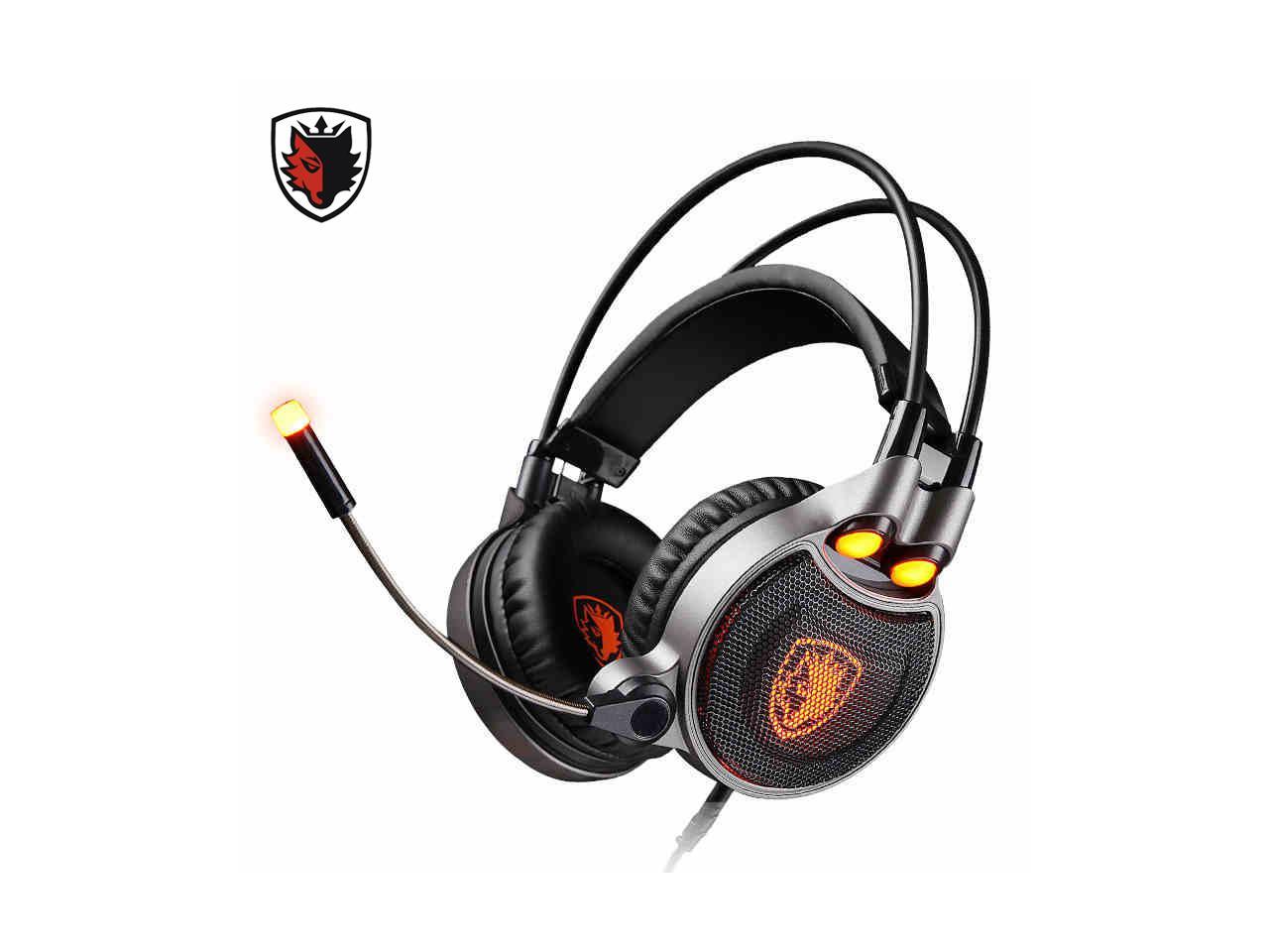 Sades Game Headphones AW70 Deep Bass Stereo Surround Headband Gaming Headsets Head Phone with Light Microphone for Computer PC Gamer