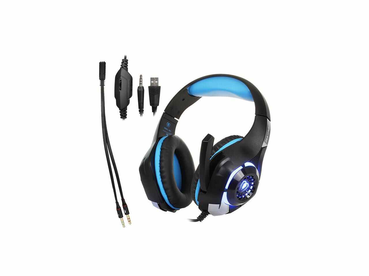 Beexcellent GM-1 Sport Gaming Headset Stereo Bass Headphone Earphone Over Ear 3.5mm with Microphone LED Light Noise Reduction