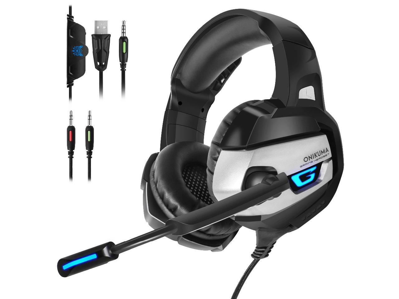 ONIKUMA K5 Stereo Gaming Headset Wired LED Bass Noise Cancelling Headphones with Mic Microphone for Computer Game PC PS4 Laptop