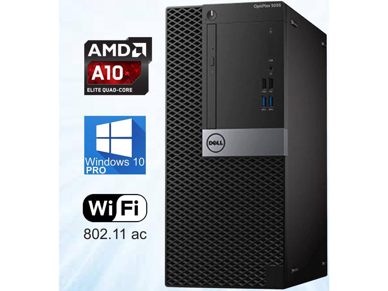 Dell Optiplex 5055 Mini-Tower, AMD 4-Core A10-9700 up to 3.8GHz, 32GB DDR4, 256GB NVMe SSD, USB 3.1, WiFi, Bluetooth, 4K UHD 2-Monitor Support, Display Port, HDMI, DVDRW, Windows 10 Pro