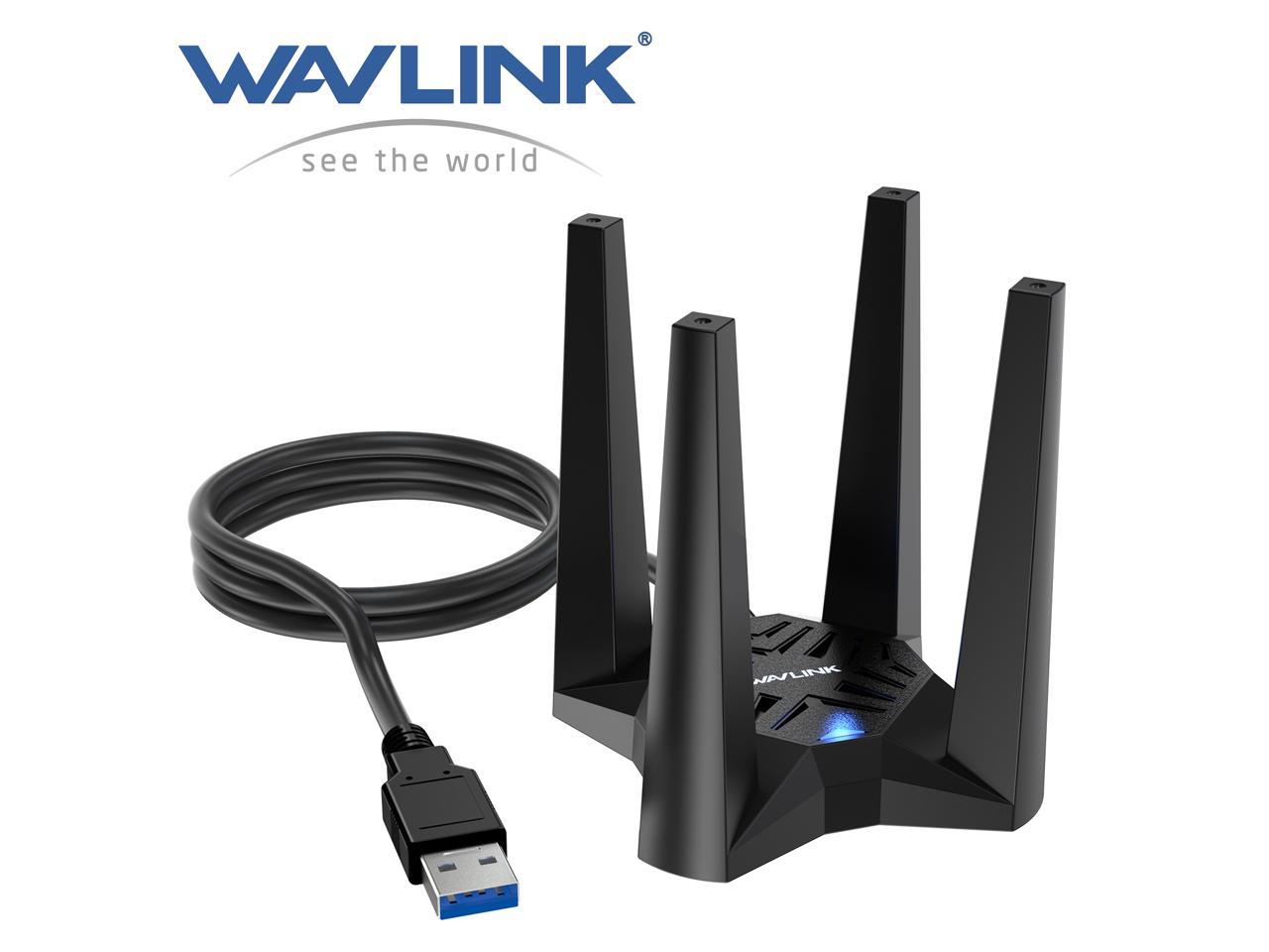 WAVLINK USB WiFi 6 Adapter AX1800 USB 3.0 WiFi Dongle for PC, Dual Band 5Ghz(1201Mbps)+2.4Ghz(574Mbps), MU-MIMO, Beamforming, WPA3 Encryption, 4x3dBi Antennas, U Disc Driver, Support Windows 11/10