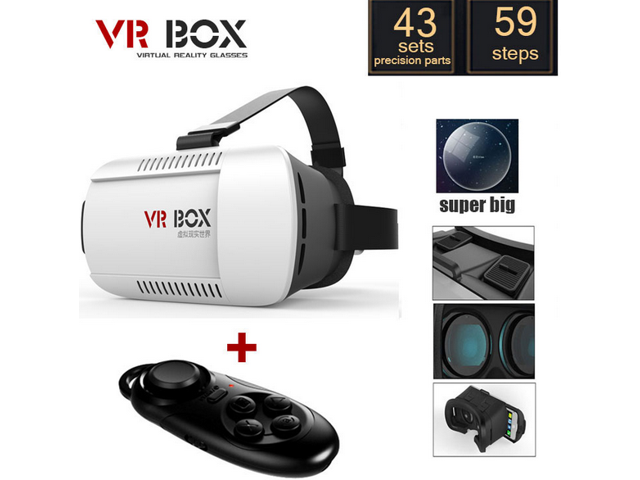 Pro Version VR Virtual Reality 3D Glasses +Smart Bluetooth Wireless Mouse/Remote Control Gamepad VR BOX