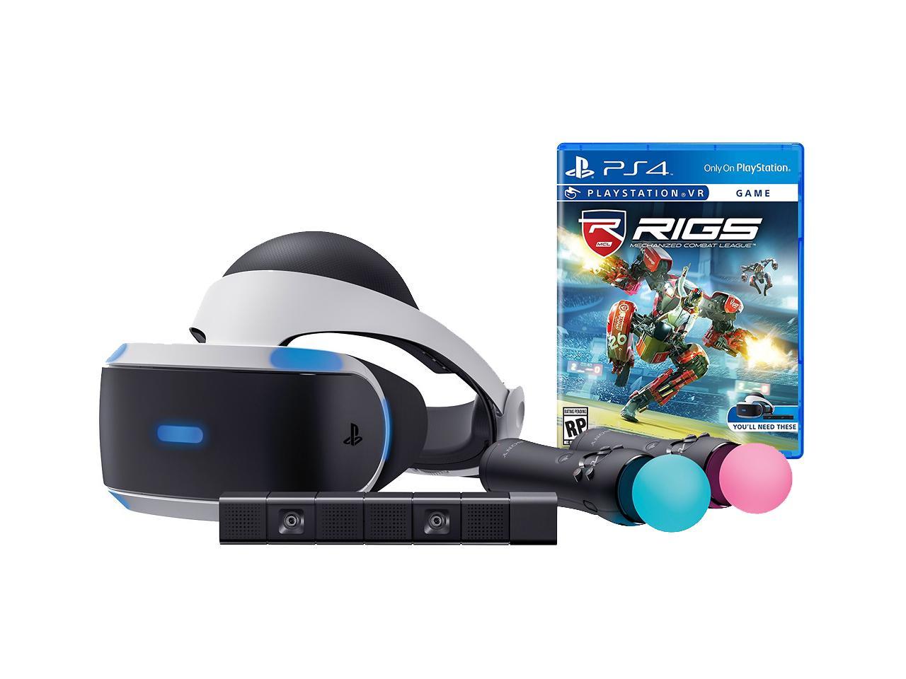 PlayStation VR RIGS Starter Bundle (4 items): VR Headset, 2 Move Motion Controllers, PlayStation Camera, RIGS Mechanized Combat League Game Disc