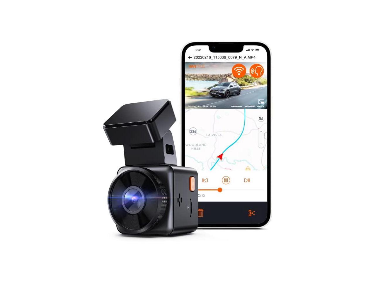 Vantrue E1-G Lite WiFi Mini Dash Cam with GPS, 1080P Voice Control Car Dash Camera with Super Night Vision, 24 Hours Parking Mode, Motion Detection, Support 512GB