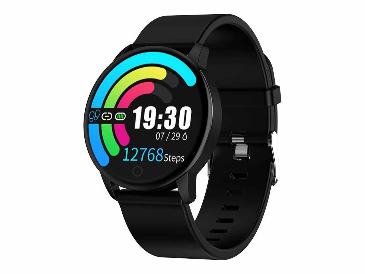 Makibes Q20 Smartwatch Blood Pressure Monitor 1.22 Inch IPS Screen IP67 Heart Rate Sleep Tracker Silicon Strap - Black