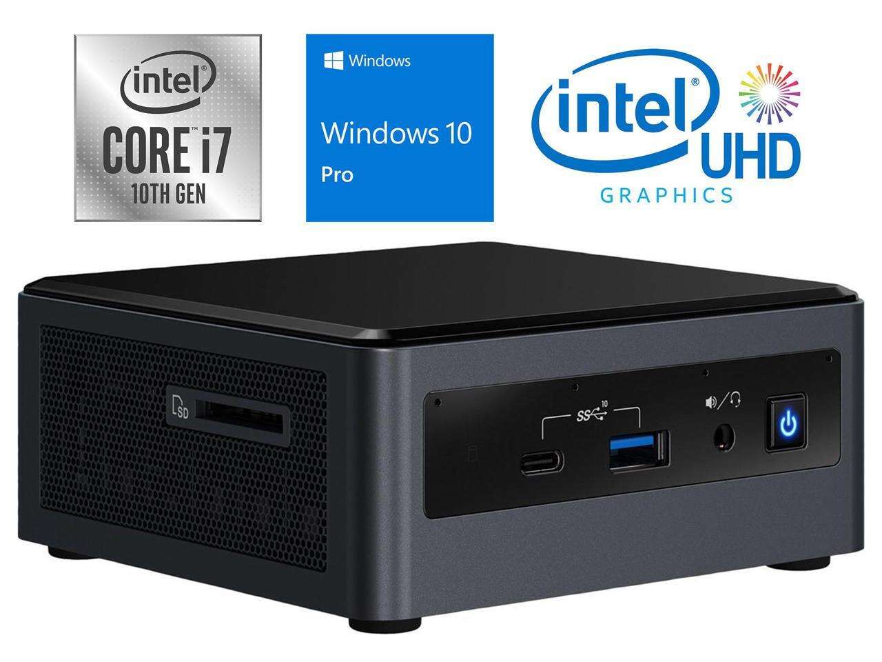Intel NUC10i7FNH Mini PC, Intel Core i7-10710U Upto 4.7GHz, 8GB RAM, 512GB NVMe SSD + 1TB HDD, HDMI, Thunderbolt, Card Reader, Wi-Fi, Bluetooth, Windows 10 Pro