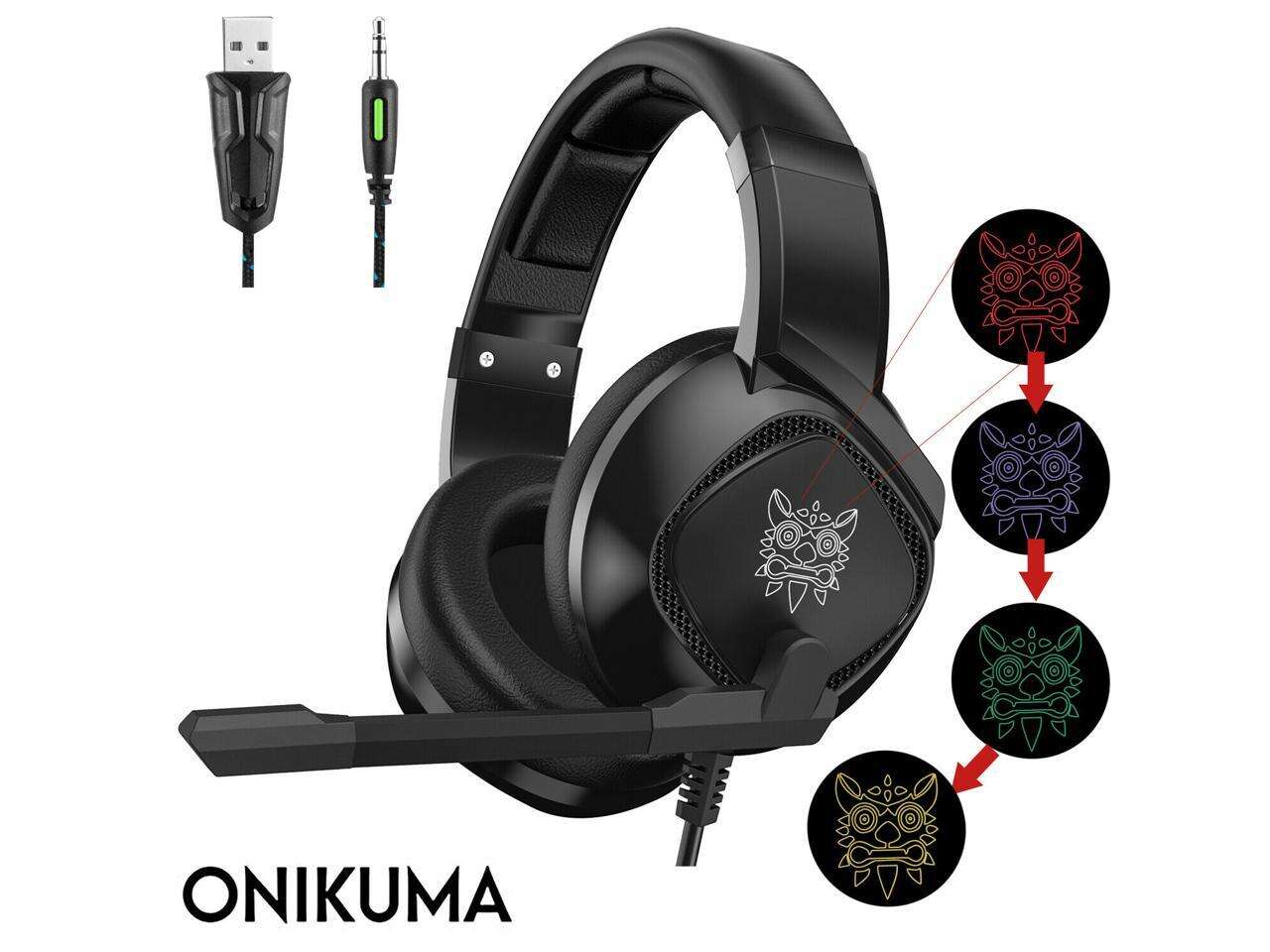 ONIKUMA K19 3.5mm Jack Stereo Gaming Headset Headphone for PS4 NewXbox One PC Tablet Laptop with Mic LED Light