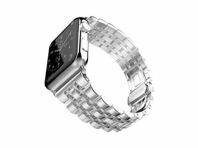iPM Modern Stainless Steel Link Band with Butterfly Closure for Apple Watch - 38mm - Silver