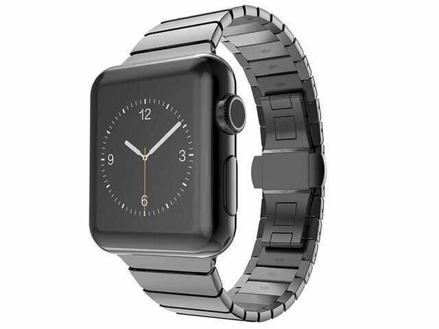 iPM Stainless Steel Link Band with Horizontal Butterfly Closure for Apple Watch - 38mm - Black