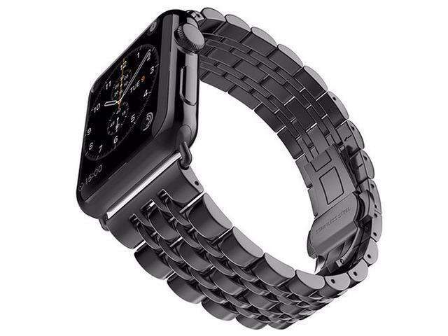iPM Modern Stainless Steel Link Band with Butterfly Closure for Apple Watch - 38mm - Black