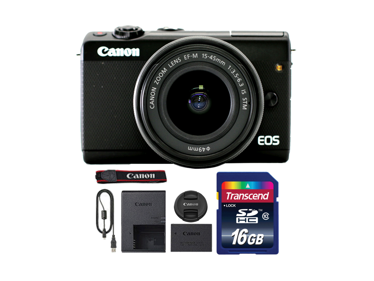 Canon EOS M100 Mirrorless Digital Camera with 15-45mm Lens and 16GB Memory Card