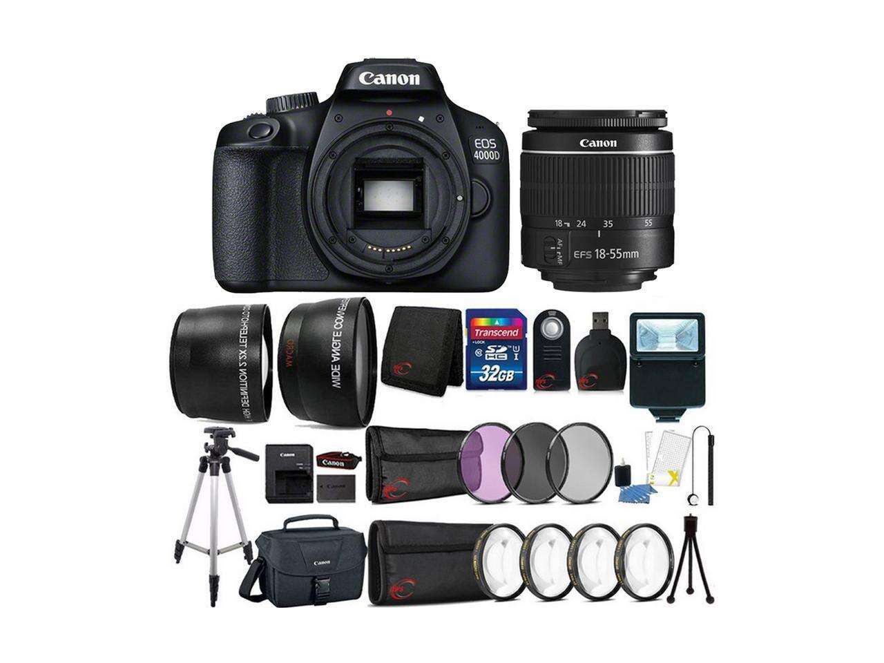 Canon EOS 4000D 18MP Wi-Fi / NFC DSLR Camera + 18-55mm Lens + 32GB Ultimate Accessory Kit