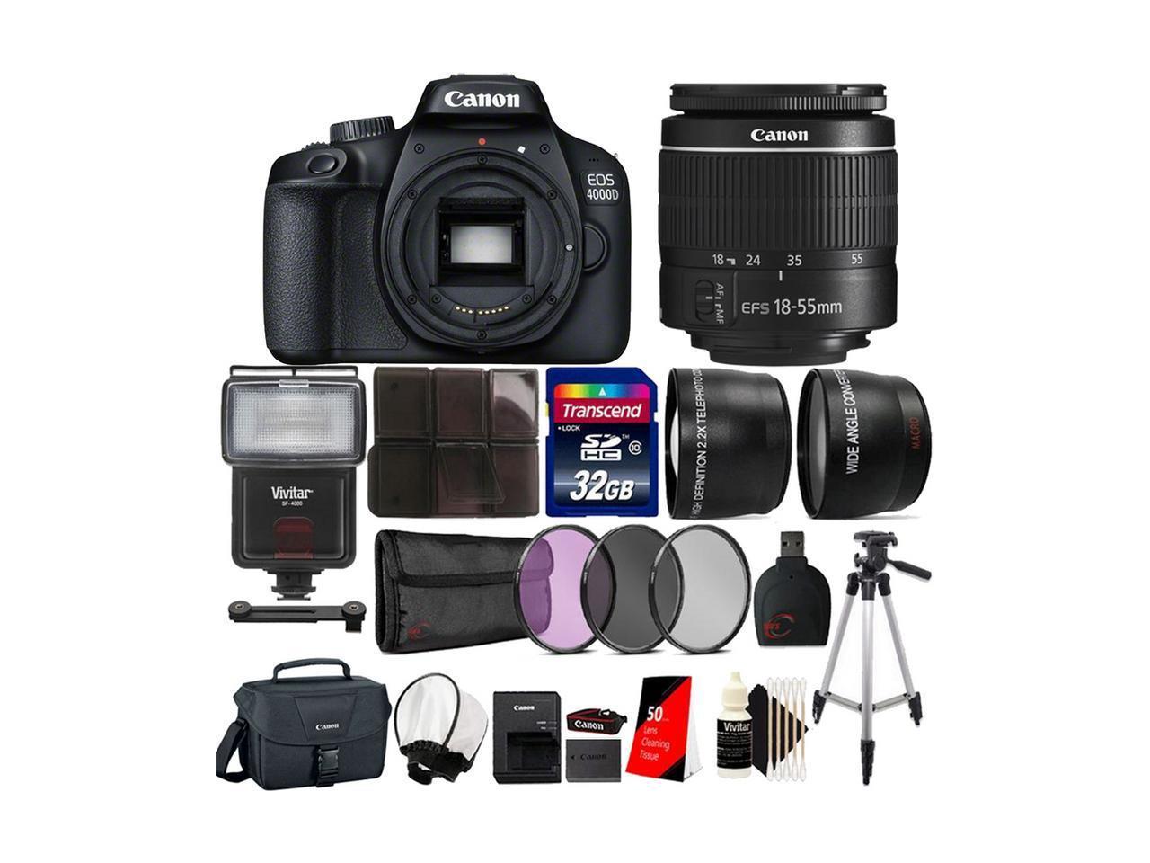 Canon EOS 4000D 18MP Wi-Fi / NFC DSLR Camera with 18-55mm lens + SF-4000 Ultimate Accessory Kit