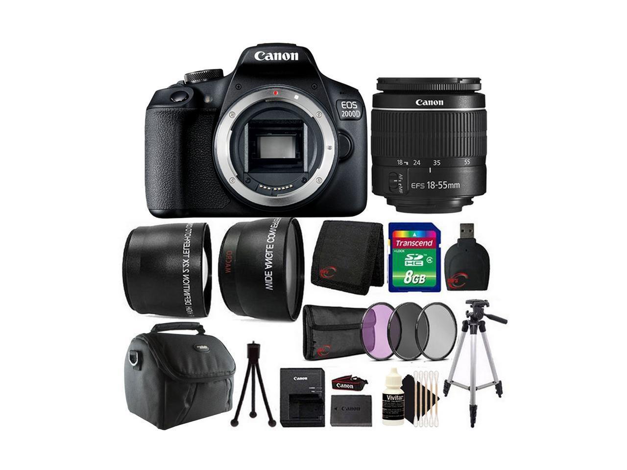Canon EOS 2000D / Rebel T7 24.1MP Digital SLR Camera + 18-55mm Lens + All You Need Accessory