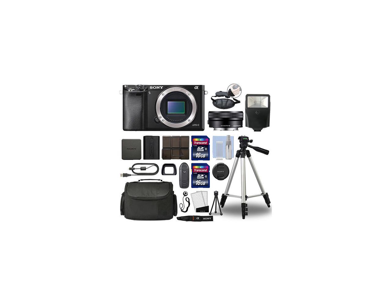 Sony Alpha a6000 Mirrorless Digital Camera with 16-50mm Lens Black + 32GB Bundle