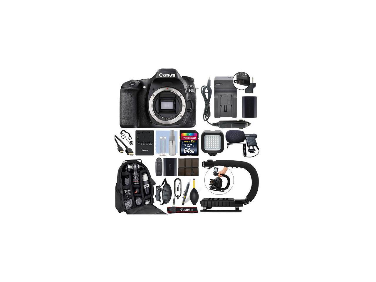 Canon EOS 80D 24.2MP Digital SLR Camera Body + 64GB Pro Video Kit
