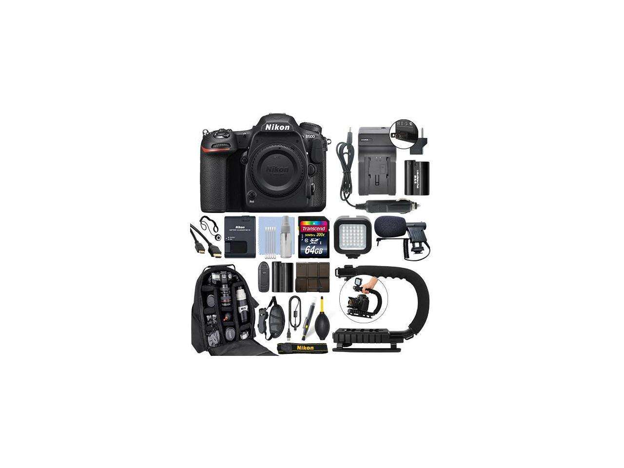 Nikon D500 20.9 MP 4K Digital SLR Camera Body + 64GB Pro Video Kit