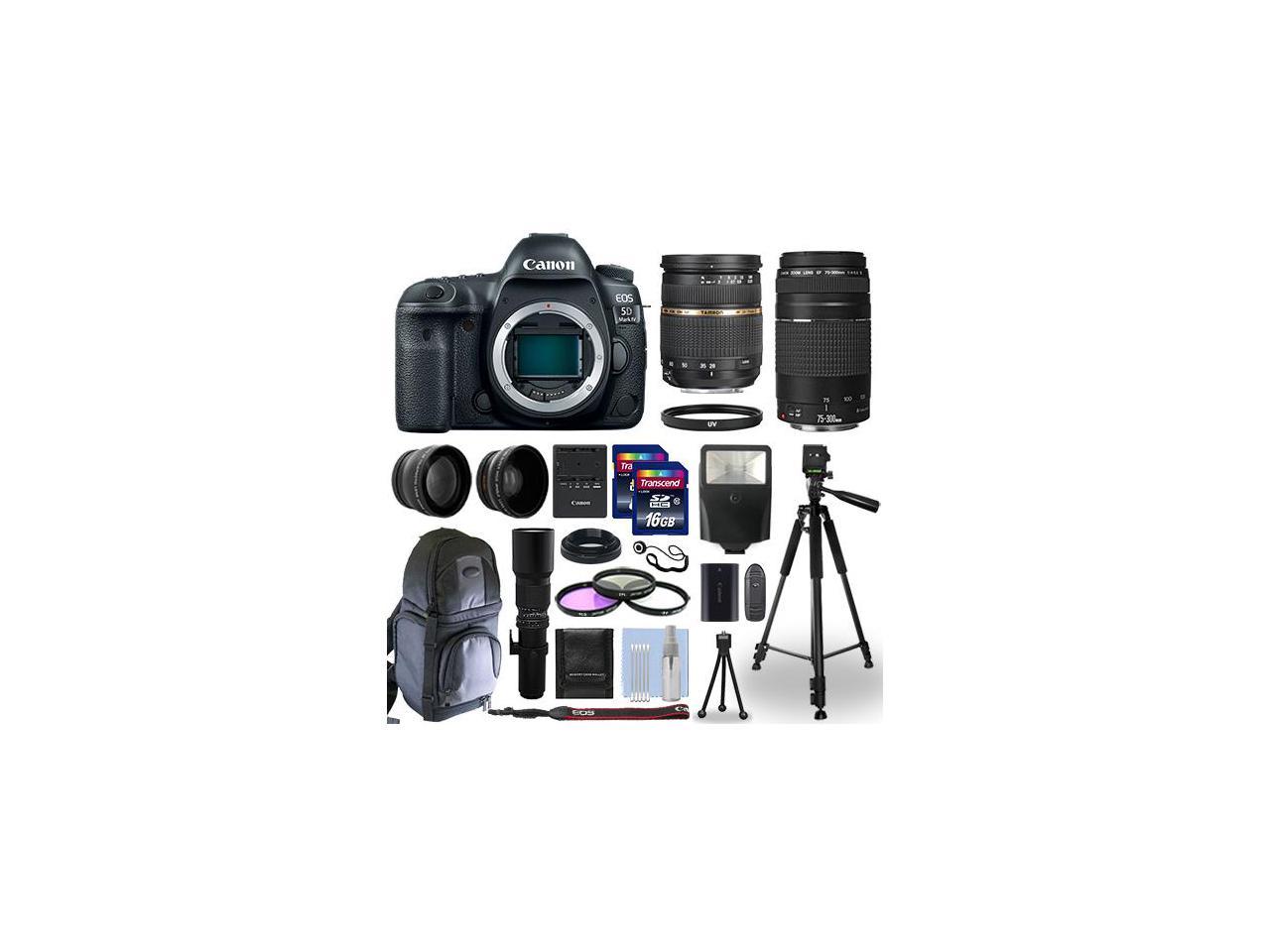 Canon EOS 5D Mark IV DSLR Camera + 5 Lens Kit 28-75mm + 75-300mm + 24GB & More