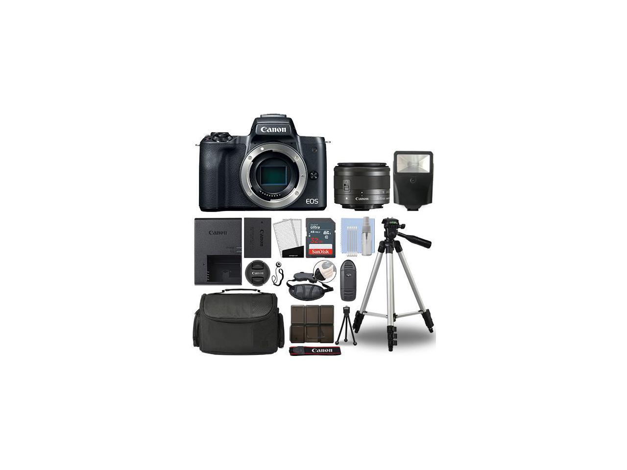 Canon EOS M50 Mirrorless Digital Camera with 15-45mm STM Lens Black+ 32GB Bundle