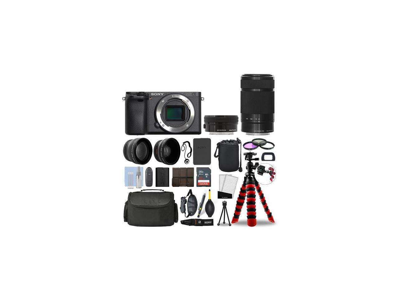 Sony Alpha a6400 Camera Black + 16-50mm + 55-210mm 32GB Multi Lens Bundle