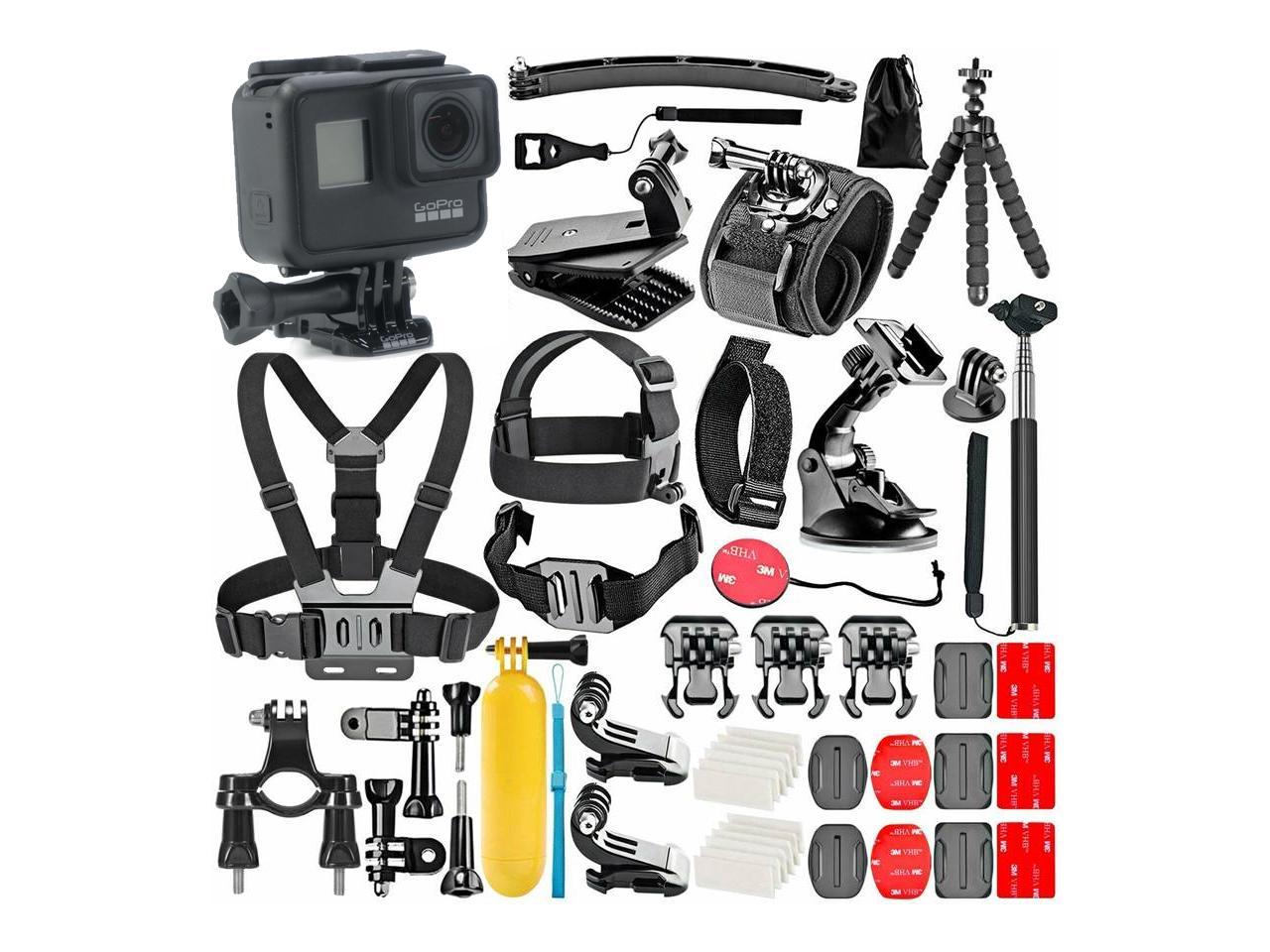 GoPro Hero 7 Black with 50 Piece Action Accessory Kit | Straps | Harnesses | Mounts | Adapters in One Bundle