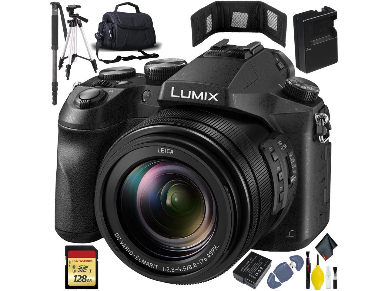 Panasonic Lumix DMC-FZ2500 Camera - Battery(2) - Charger - 128GB - Tri+Monopod +