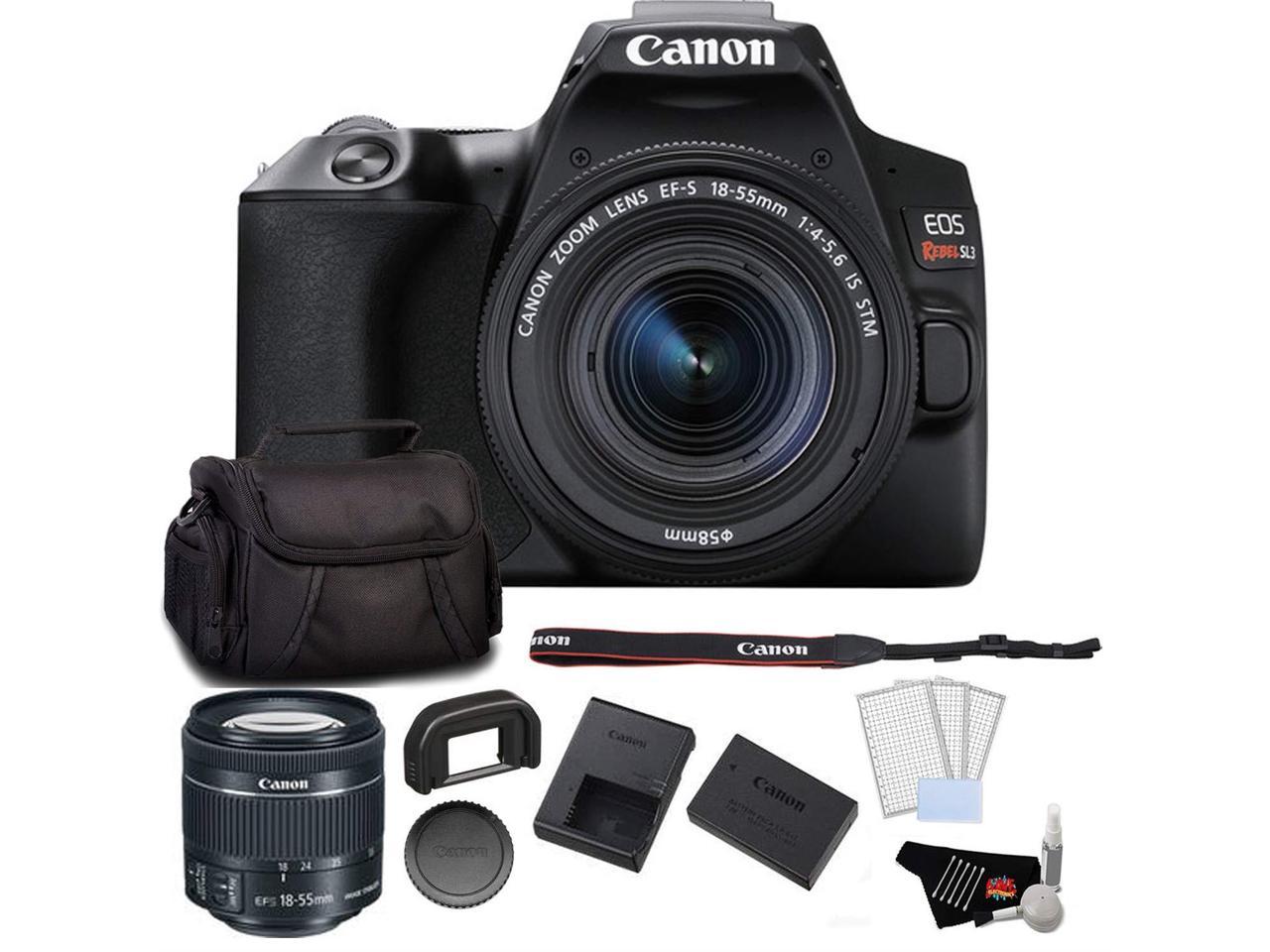 Canon EOS Rebel SL3 DSLR Camera with 18-55mm Lens (Black) Bundle with LCD Screen Protectors + Carrying Case and MORE