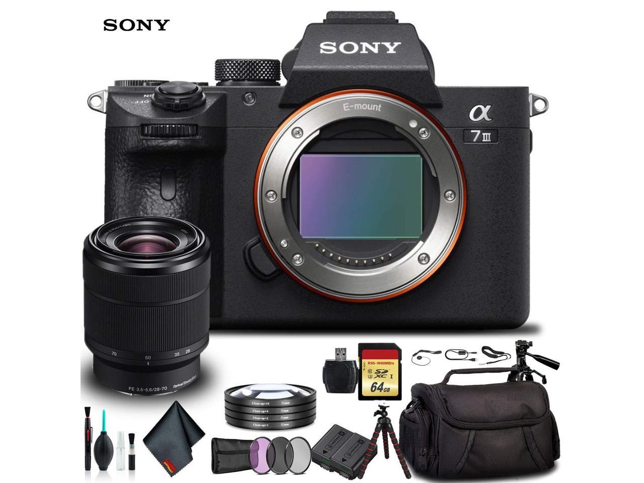 Sony Alpha a7 III Mirrorless Camera with 28-70mm Lens ILCE7M3K/B With Soft Bag, Tripod, Additional Battery, 64GB Memory Card, Card Reader , Plus Essential Accessories