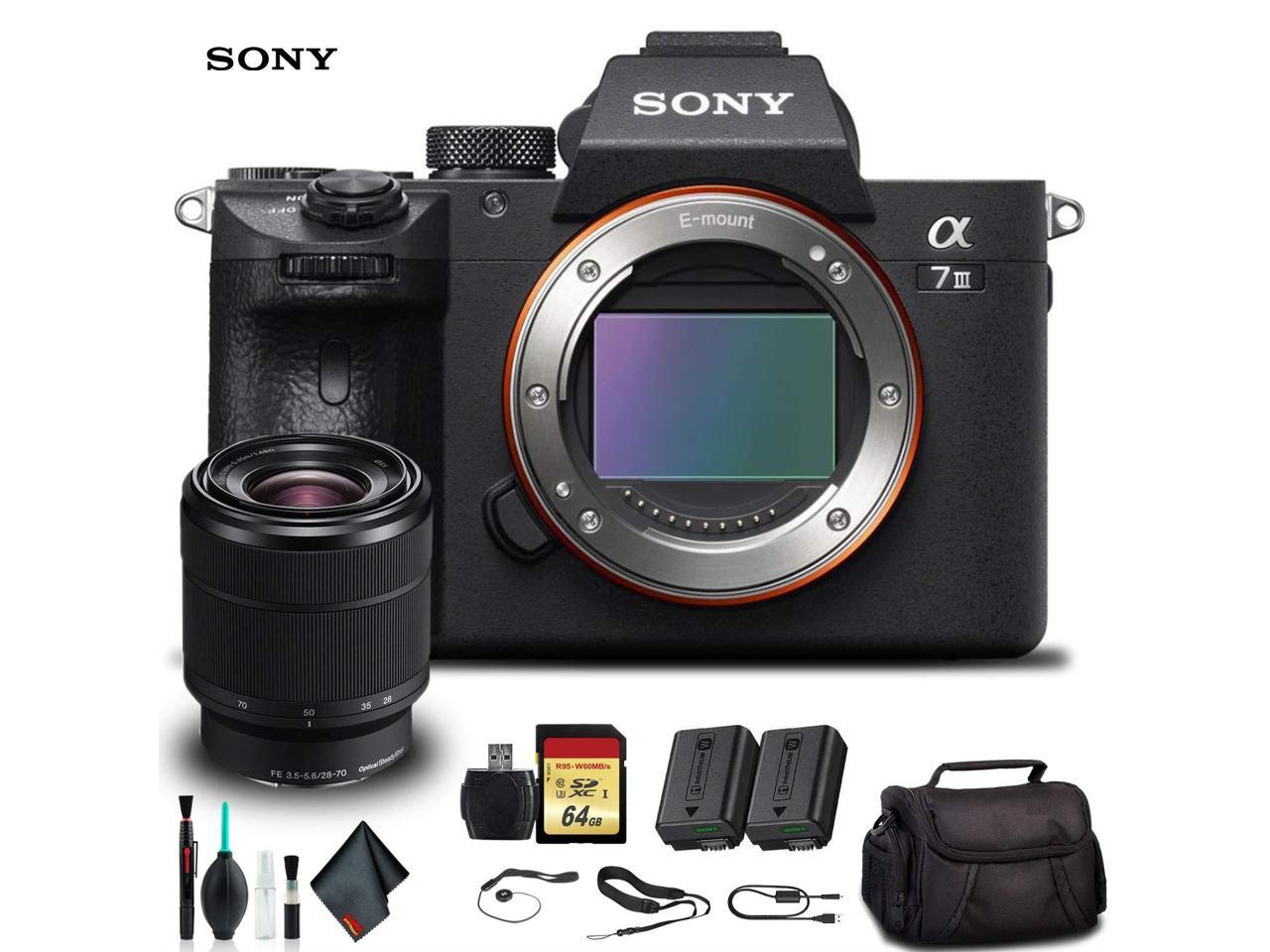 Sony Alpha a7 III Mirrorless Camera with 28-70mm Lens ILCE7M3K/B With Soft Bag, Additional Battery, 64GB Memory Card, Card Reader , Plus Essential Accessories