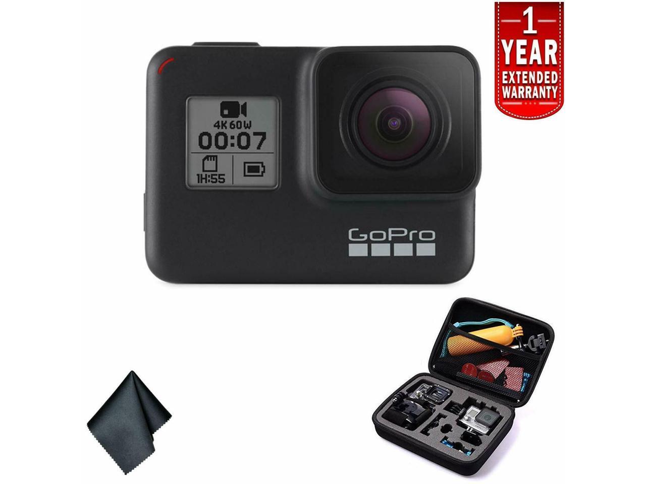 GoPro HERO7 (Black) — Waterproof Digital Action Camera with Touch Screen 4K HD Video 12MP Photos Live Streaming Stabilization - Bundle