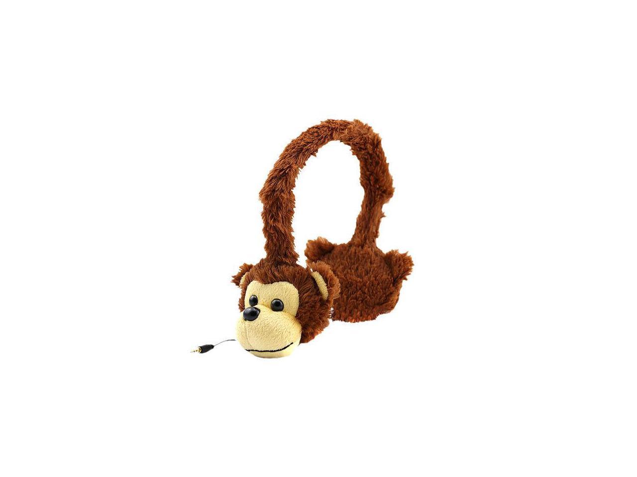 Dairle P02 Monkey Cute Animal Kids Music Headphones with Adjustable Headband for Smartphone, Mp4, PC, Laptop (No Microphone) -Light Brown
