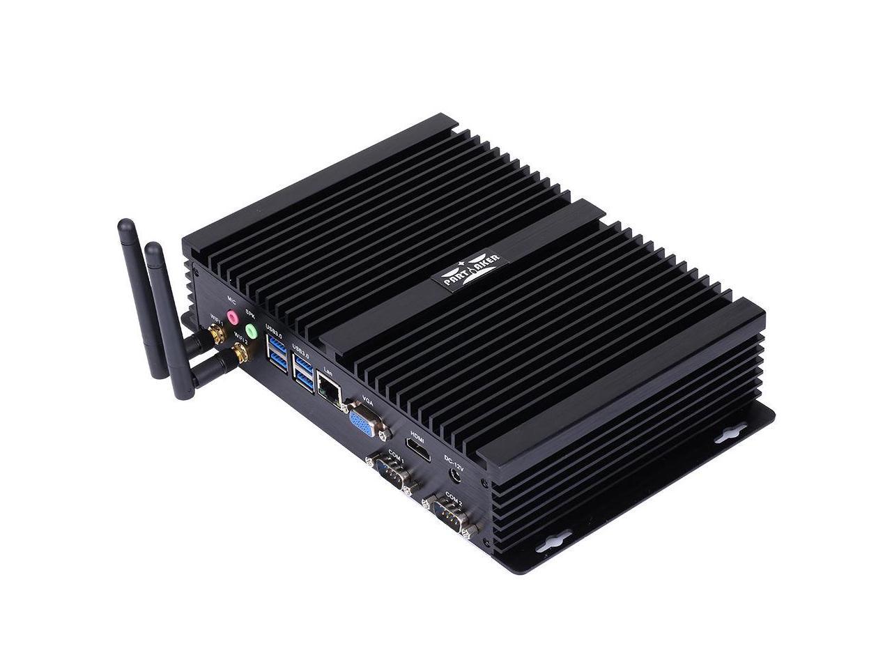 Fanless Industrial PC, Mini PC,Intel Core I7 5500U/5550U,(Black),[Partaker I3],[Dual Band WiFi/1HDMI/1VGA/4USB3.0/3USB2.0/1LAN/2COM],(8G RAM/240G SSD)