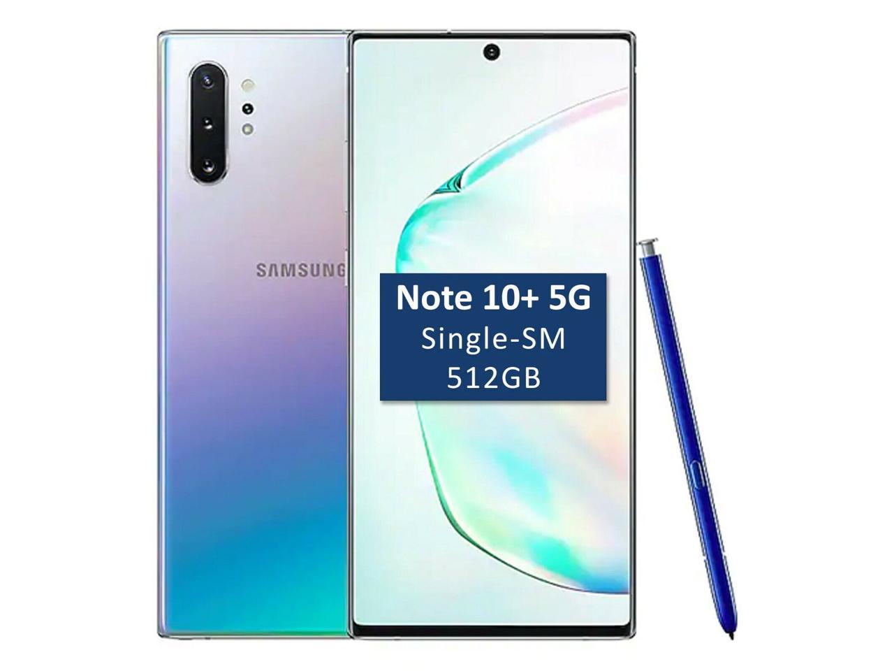 Samsung Galaxy Note 10+ Plus (5G) Single-SIM SM-N976B 512GB (GSM Only, No CDMA) Factory Unlocked 6.8-Inch Android Smartphone - Aura Glow
