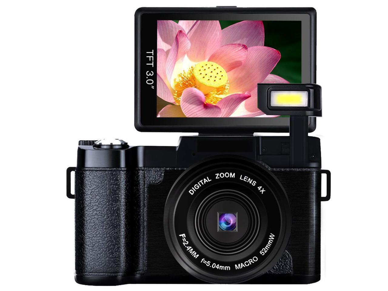 Digital Camera Vlogging Camera Full HD1080p 24.0MP Camcorder 3.0 Inch Flip Screen Camera with Retractable Flashlight