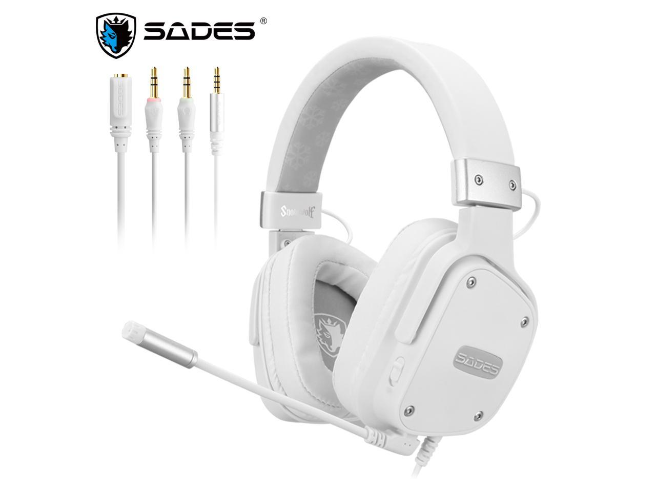 SADES Snowwolf Gaming Headset 3.5mm Connector Stero Sound Multi-Platform Headphones Detachable Microphone For PS4/Xbox One/Nintendo Switch/PC/laptop
