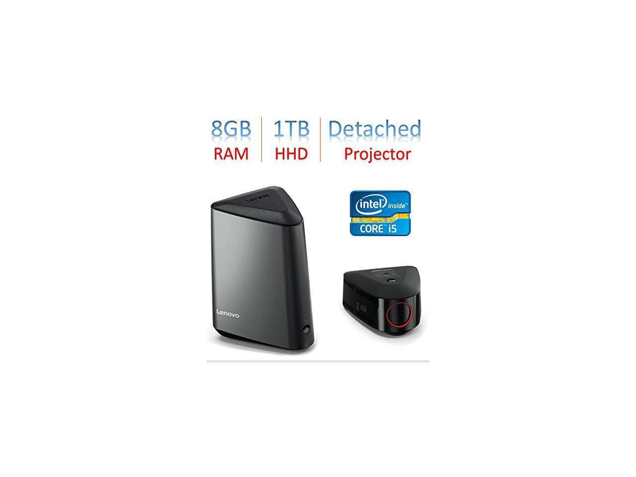 Lenovo Ideacentre Mini Desktop PC with Detachable Wireless Projector, Intel Core i5-6400T, Quad-Core 2.2GHz ,8GB DDR4 1TB HDD ,NVIDIA GeForce GT 750 ,WiFi, HDMI Bluetooth, Windows 10